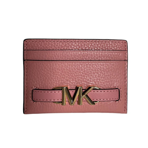 Tarjetero Michael Kors Compacto Con Logo Metal 10.5x7.5x1 Cm Color Rosa Diseño De La Tela Liso