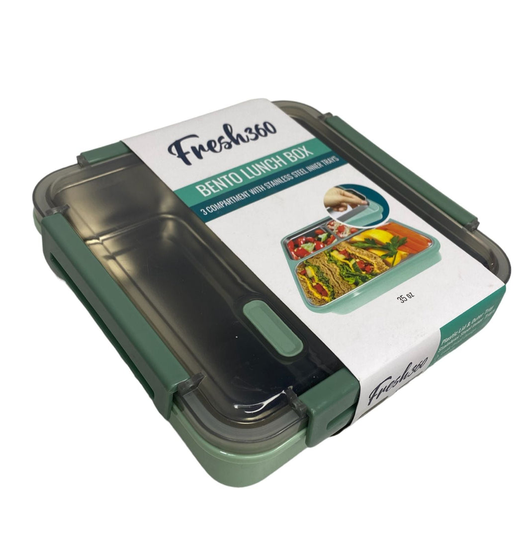 Organización Fresca en Tupper con 3 Compartimientos color verde 35 oz, ¡Descubre el Fresh 360!