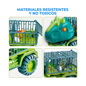 Carro dinosaurio transportador con dinosaurios de juguete y accesorios / jug.8803. - BGP