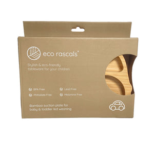 Plato de Bamboo en Forma de Carro para Niños con 2 Compartimientos - Eco Rascals