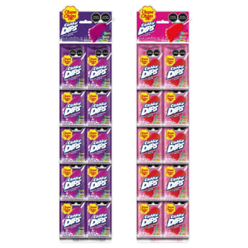 Paletas de Caramelo Crazy Dips Chupa Chups Tira Sabor Fresa y Uva 20 Pzas - ZK