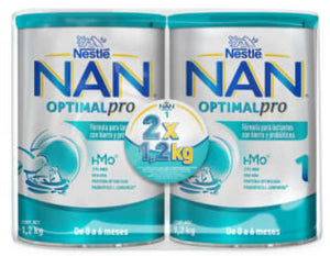 Fórmula Infantil NAN Optimal Pro 1 con 2 Latas de 1.2 kg c/u- ZK