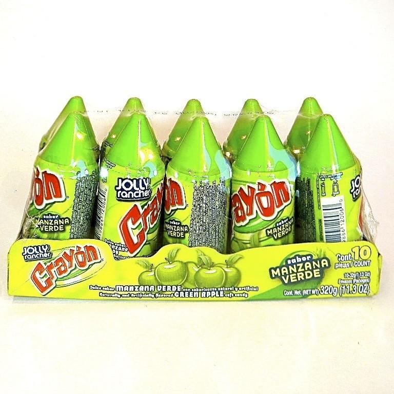 Candy Crayon Green Apple, Manzana Verde, 28g Dulce Sabor A Manzana Verde Fun Green Candy Crayon (Pack of 10)